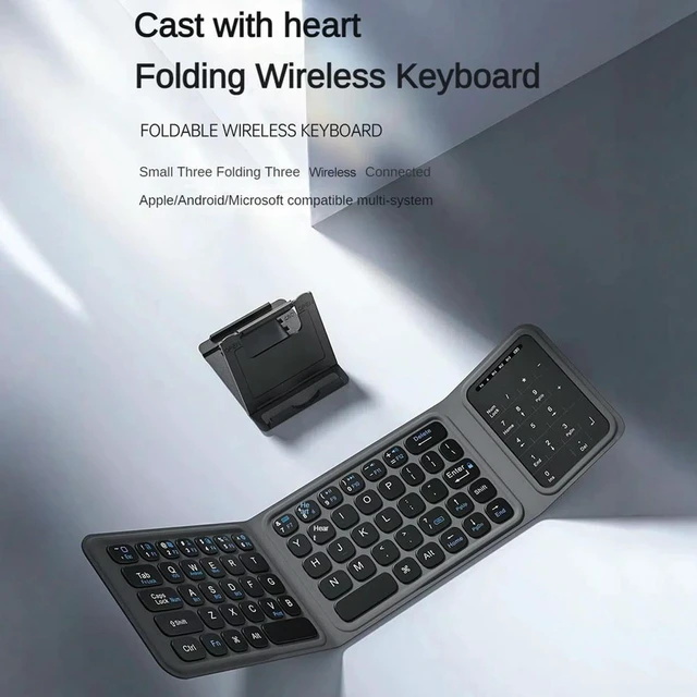 Main image of Bluetoot-compatible 5.0 Multi-Function Keyboard Foldable Folding Keyboard Keypad for iPad Tablet phone Laptop PC