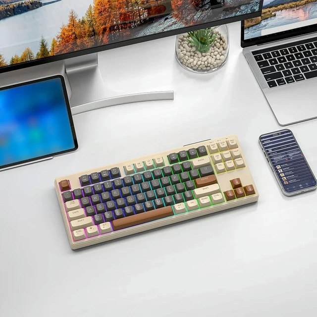 Alt view image 3 of 3 - Bluetooth-Compatible Gaming Keyboard 87 Keys Backlight Gamer Keyboard 2.4G Silent Touch Keycap Silent for Laptop Tablet