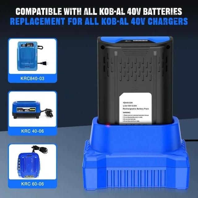 Alt view image 2 of 3 - Replacement Charger Fast-Charging Station Suitable for Kobalt 40V KB440-03 KB2540C-06 Mini Fast Charger