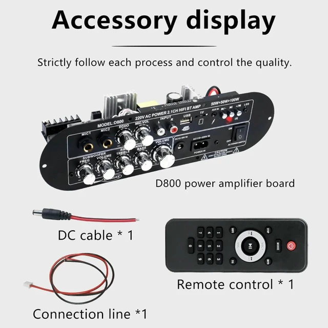 Alt view image 2 of 6 - D800 Bluetooth Amplifier Board 2.1 Channel 50W+50W+100W High Power Output Home DIY AMP Module DC12-19V/AC110-220V