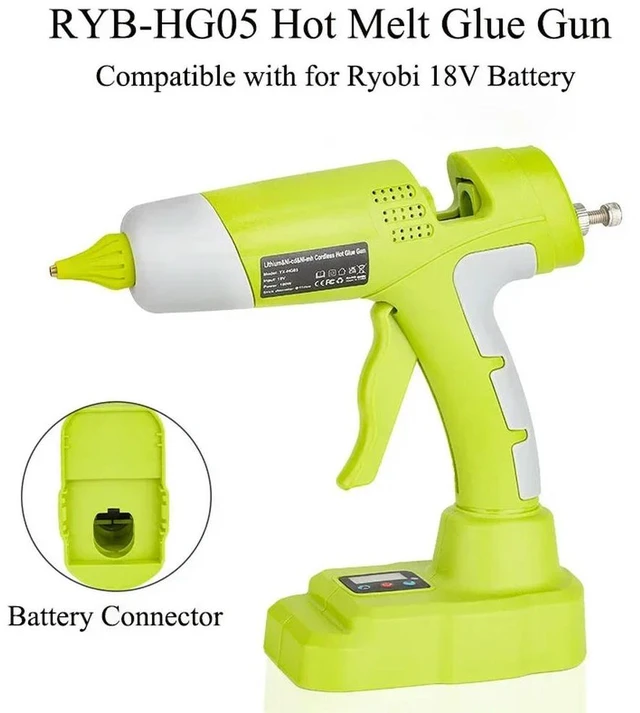 Main image of 100W Cordless Handheld Hot Glue Gun Display Temperature DIY Electric Repair Tool with 11mm Glue Stick for Ryobi 18V Batteries