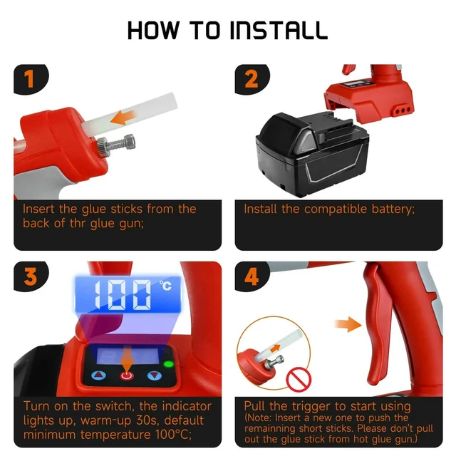 Alt view image 2 of 3 - DIY Tool Rechargeable Electric Handheld Hot Melt Glue Gun with 11mm Glue Stick for Milwaukee 18V Li-ion for Home Repairs