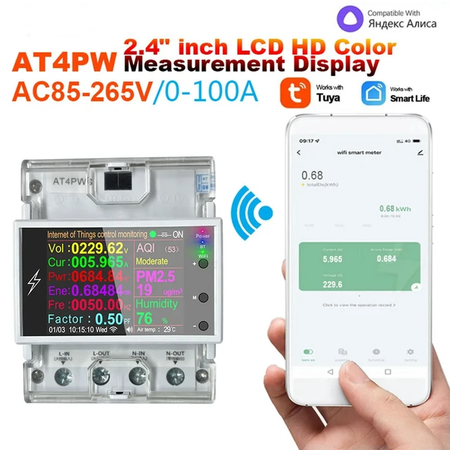 Alt view image 2 of 3 - AT4PW Electricity Meter Remote Control Volt Amp Kwh Frequency Factor Meter Share Management Easy Installation