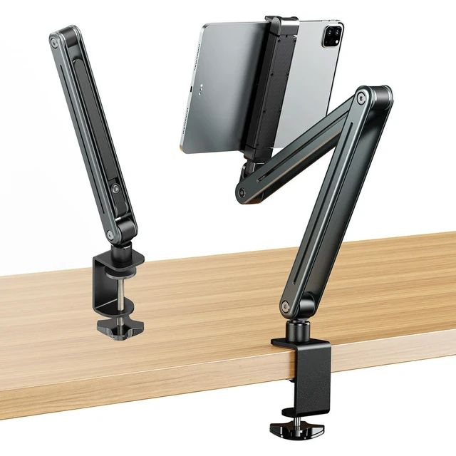 Alt view image 3 of 3 - Foldable Tablet Desktop Stand Adjustable 360° Rotation Versatile Tablet Holder Stand Aluminum Alloy for 4.5-12.9 Inche Devices