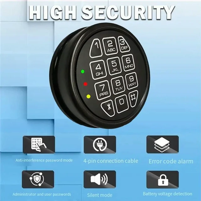 Alt view image 3 of 3 - Replacement Electronic Safe Lock Panel Kit Solenoid Lock And 2 Emergency Keys Included