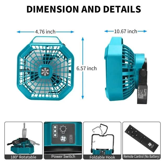 Alt view image 2 of 6 - Outdoor Fan for Bosch 18V Lithium Batteries with 3 Energy-saving Speed Settings Ideal for Home,Camping and Workplaces