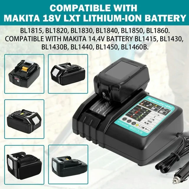 Alt view image 2 of 3 - Car Charger 3A Charger Fast-Charging Station with Cigarette Lighter Plug for Makita 14.418V Lithium Batteries