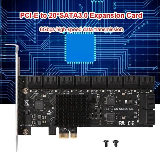 Alt view image 3 of 3 - 20 Port PCIE Expansion Card PCIe SATA 3.0 Controller Adapter 6Gbps Expansion Card Port PCIE Expansion Card for Desktop