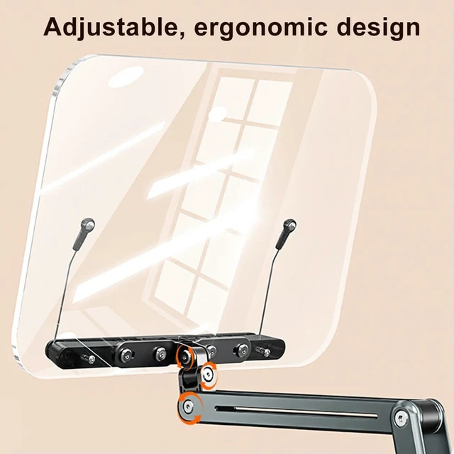 Alt view image 2 of 3 - Acrylic Book Stand with Elastic Page Clips Foldable Book Support 360° Rotating Collapsible Desktop Riser Stand for Home Office