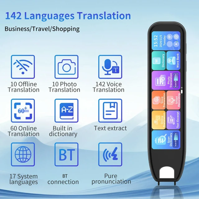 Alt view image 3 of 3 - 3.48 Inch Reader Pen 60 Online/10 Offline Languages Scanning OCR Digital Pen s for Language Learners