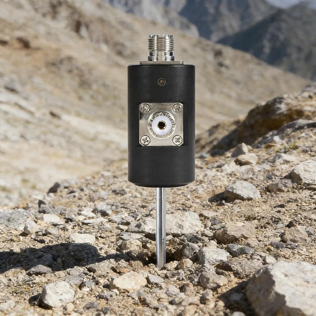 Alt view image 2 of 6 - 1 Set GP Antenna Base with Ground Nail and Banana Plug Vehicle Shortwave Antenna Base for Outdoor HF Amateur Radio Setup