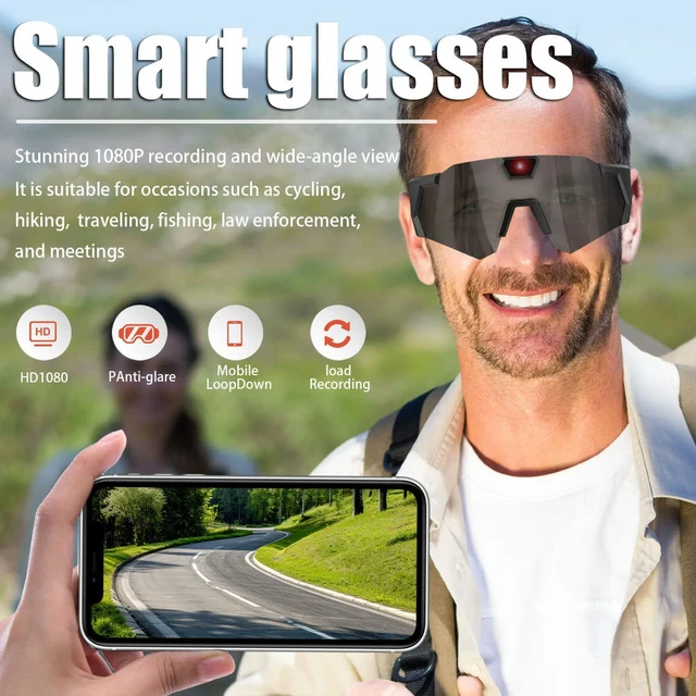 Alt view image 2 of 3 - Camera Glasses HD 1080P Cycling Action Sunglasses 64G ROM Video Recording Glasses Suitable for Men and Women