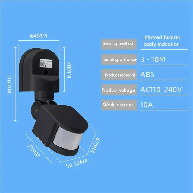 Alt view image 2 of 6 - 10X AC110-240V Motion Sensor Automatic Infrared Light Sensor Movement Detector Light Switch Human Presence Sensor A
