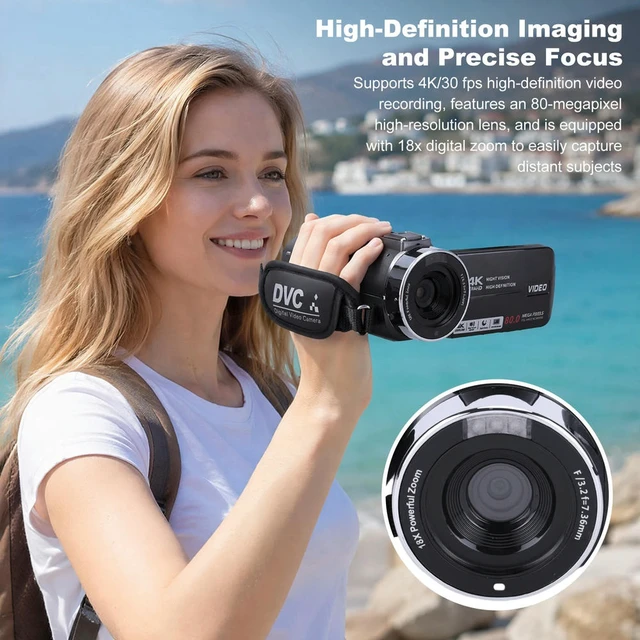 Alt view image 2 of 3 - 4K 80MP Vlogging Camera 18X Digital Zoom Digital Camcorder 3inch IPS Screen for Sports Events Family Gatherings