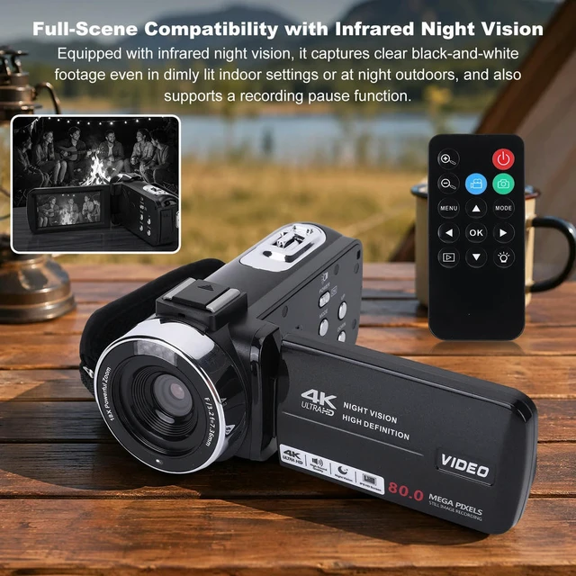 Alt view image 3 of 3 - 4K 80MP Vlogging Camera 18X Digital Zoom Digital Camcorder 3inch IPS Screen for Sports Events Family Gatherings