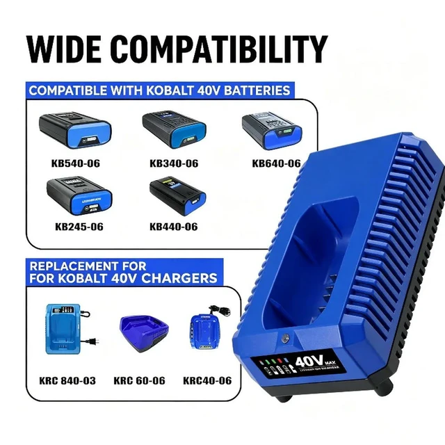 Alt view image 3 of 3 - 40V Lithium Charging Station Rapid Charger Replacement Charger Compatible with For Kobalt 40V Lithium Batteries