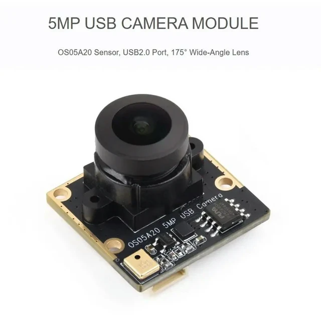 Alt view image 2 of 6 - OS05A20 5MP USB Camera Module Type B Onboard Single Microphone, Supports USB2.0 Port, 175° Wide-Angle Lens