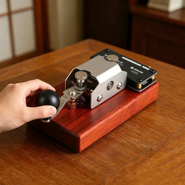Alt view image 2 of 3 - Redwood Code Practice Keyer Radio Transmitter Keyer Sound Light Transmission Training Codes Key for Daily Training