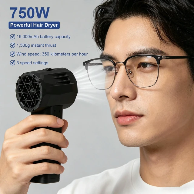 Alt view image 2 of 3 - Powerful Mini Jet Turbo Fan TYPE-C Charging 750W Car Air Blower Car Dryer Fan for Outdoor Travel Commute Beach Vacation