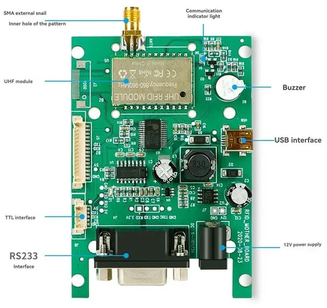 Alt view image 3 of 6 - TTL232 USB Interface 860-960Mhz UHF RFID Reader Module 1 Port Writer Tags For Raspberry