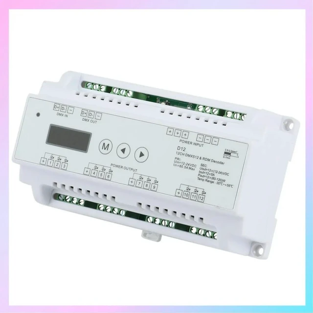 Main image of DC5V-36V Input 12 Channels CV DMX512 Decoder,5Ax12ch Output With Display For Setting DMX Address For Led Rgb Led Strip