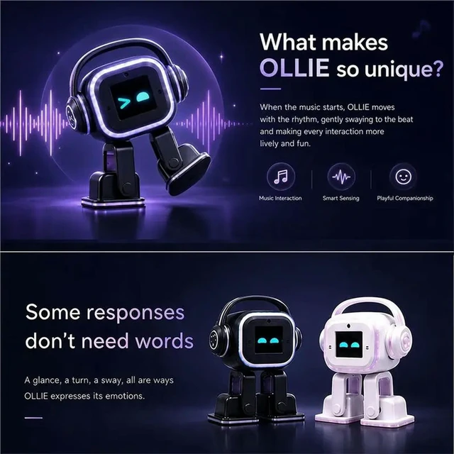 Alt view image 3 of 3 - AI ligent Emotion Perception Robot+ Charging Dock Voice Chat Touch Interaction Music Stories Weather Companion B