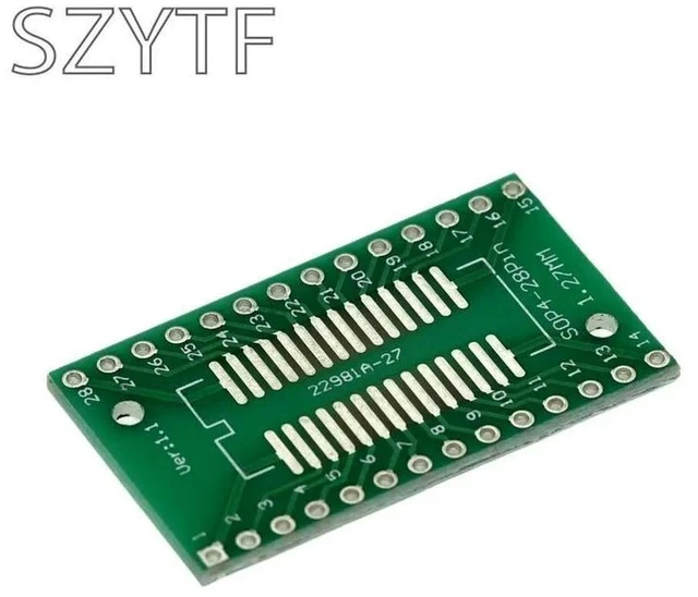 Alt view image 6 of 6 - 10pcs/bag SSOP28 SOP28 TSSOP28 to DIP28 Adapter Converter PCB Board 0.65MM 1.27MM
