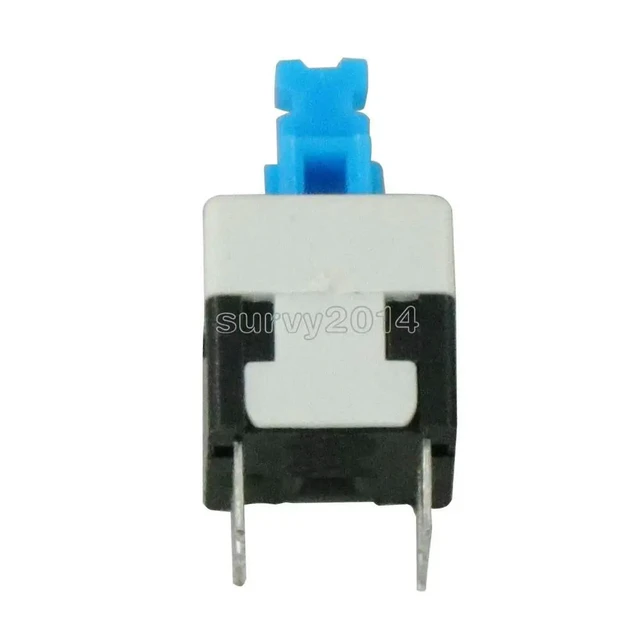 Alt view image 5 of 6 - 10Pcs/Lot 8X8mm Cap Self-locking Type Square Button Switch Blue 100000 Times Service Life