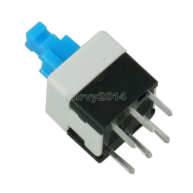 Alt view image 6 of 6 - 10Pcs/Lot 8X8mm Cap Self-locking Type Square Button Switch Blue 100000 Times Service Life
