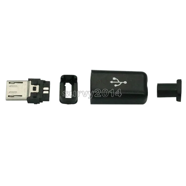Alt view image 5 of 6 - 5sets Micro USB Male Plug Connectors DIY Kit Male Connector with Covers Black