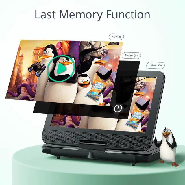 Alt view image 5 of 7 - 12.5" Portable DVD Player, 10.5" HD Screen for Car and Kids, 6H | Easy Setup for Kids & Elderly, All-Region Playback, Headphone Jack, AV-IN/AV-OUT, Not Support Blu-ray