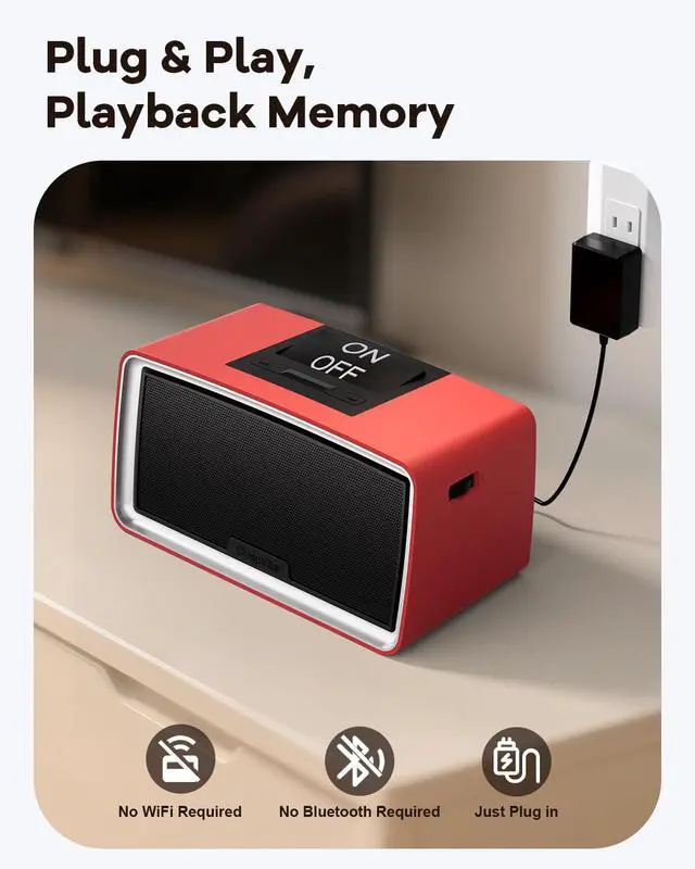 Alt view image 3 of 7 - One-Touch Simple Music Player for Seniors | 32GB TF Card | 6,000 Songs(Red) | 6,000 Songs Mp3 Music Player for Elderly | 32GB TF Card with Reader | Gift for Dementia, Alzheimers