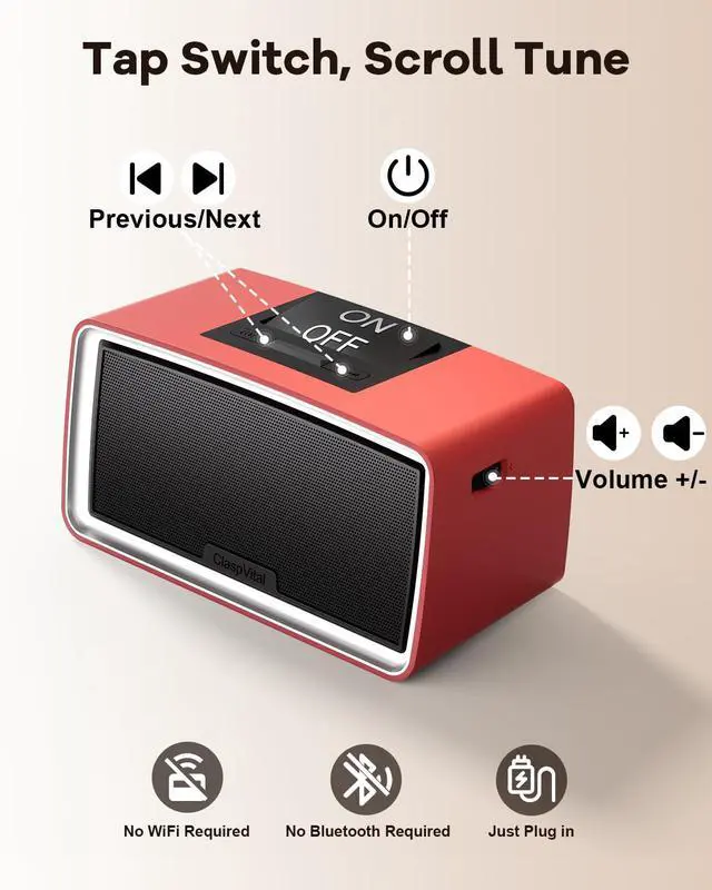 Alt view image 4 of 7 - One-Touch Simple Music Player for Seniors | 32GB TF Card | 6,000 Songs(Red) | 6,000 Songs Mp3 Music Player for Elderly | 32GB TF Card with Reader | Gift for Dementia, Alzheimers