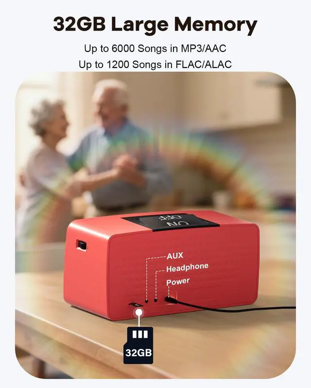 Alt view image 6 of 7 - One-Touch Simple Music Player for Seniors | 32GB TF Card | 6,000 Songs(Red) | 6,000 Songs Mp3 Music Player for Elderly | 32GB TF Card with Reader | Gift for Dementia, Alzheimers