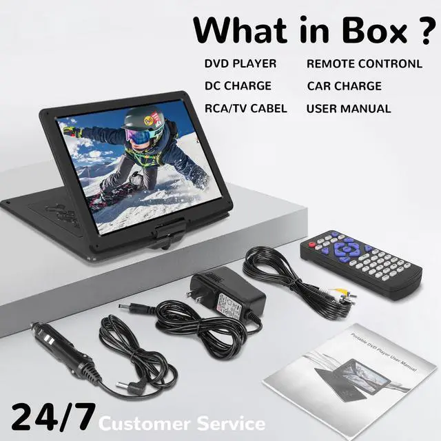 Alt view image 6 of 7 - 17.9" Portable DVD Player with 15.6" Large Screen, 6Hrs Play, Black | SYNC TV/USB/SD Card, DVD Player Portable with Dual Speakers, Last Memory, Play All Discs Format Except Blu-ray