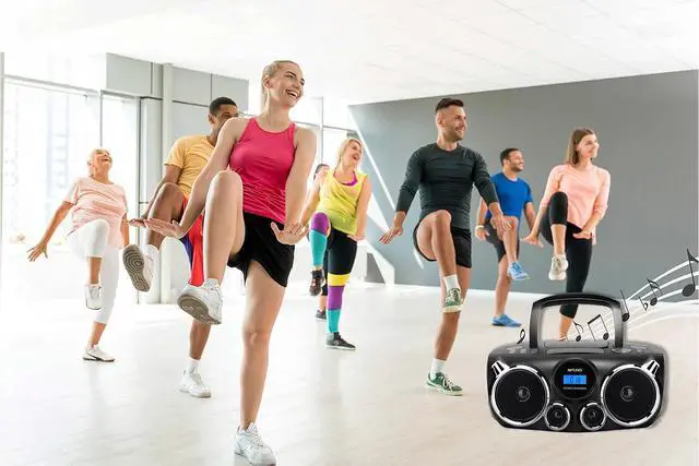 Alt view image 4 of 7 - Portable CD Player Bluetooth Stereo Sound, Digital AM FM Radio, MP3 CD Boombox USB SD Playback with Enhanced Bass, Aux in, Headphone Jack, CD-R/CD-RW Compatible, LCD Backlit Display, Black
