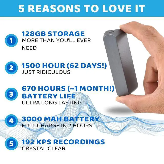 Alt view image 5 of 6 - SNYPER 28 Day Battery + 128GB / 1600 Hour Storage MP3 Player and Voice Activated Recorder by. Digital Voice Recorders & Audio Recorder for Exactly What You Need. Grabadora de Voz