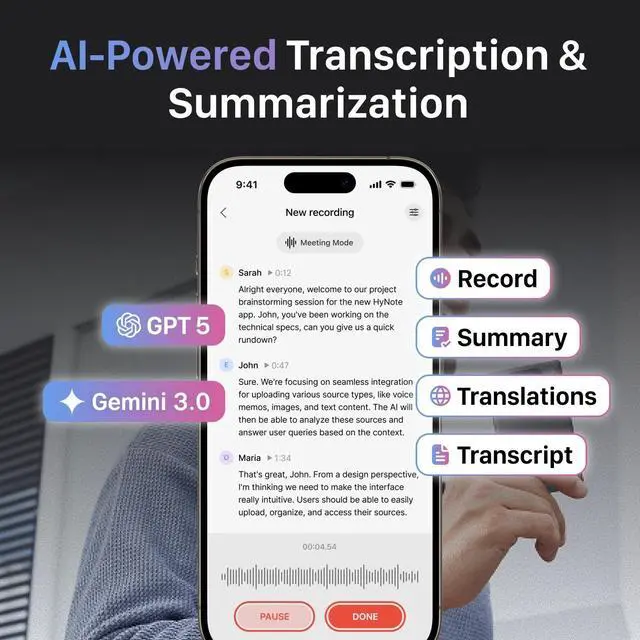 Alt view image 2 of 7 - AI Voice Recorder for Phone Calls, Meetings & Lectures | Smart AI Note-Taking Device with Dedicated App for Transcription, Summary & Notes | Magnetic Case, 32GB (Up to 2000 Hours) | PDF Summary
