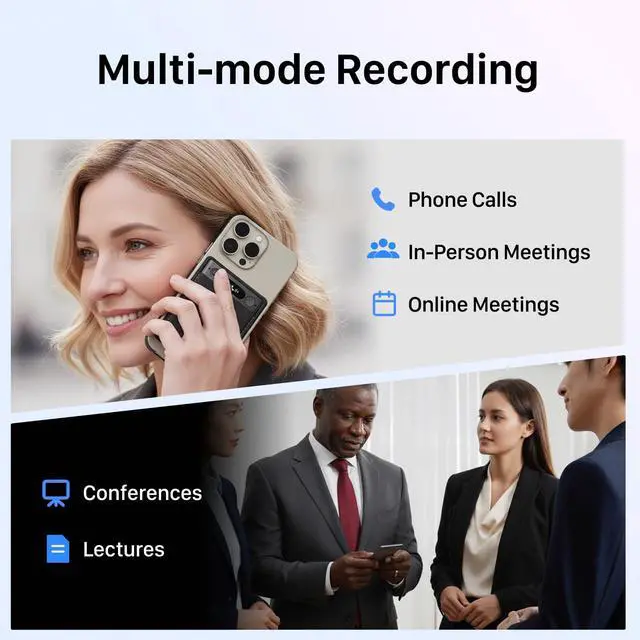 Alt view image 3 of 7 - AI Voice Recorder for Phone Calls, Meetings & Lectures | Smart AI Note-Taking Device with Dedicated App for Transcription, Summary & Notes | Magnetic Case, 32GB (Up to 2000 Hours) | PDF Summary