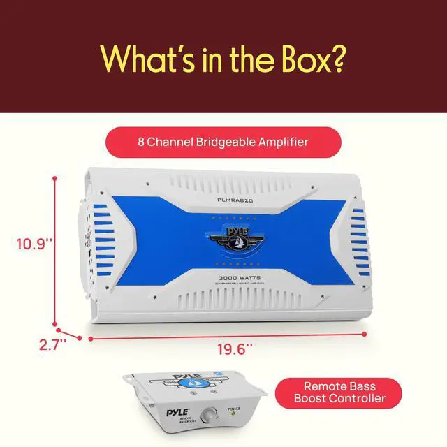 Alt view image 7 of 7 - Hydra Marine Amplifier - Upgraded Elite Series 3000 Watt 8 Channel Bridgeable Amp Tri-Mode Configurable, Waterproof, MOSFET Power Supply, GAIN Level Controls and RCA Stereo Input - PLMRA820