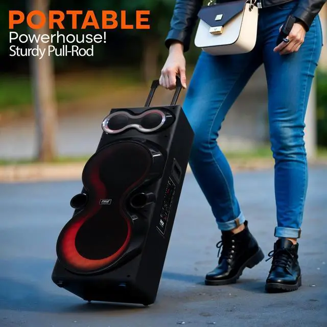 Alt view image 7 of 7 - Bluetooth Speaker System with Wireless Mic, 240W PA and Karaoke Machine, Dual 10" Inch Speakers, Rechargeable Battery, USB/SD/AUX/FM Radio, LED Lights, Outdoor/Indoor Party Audio