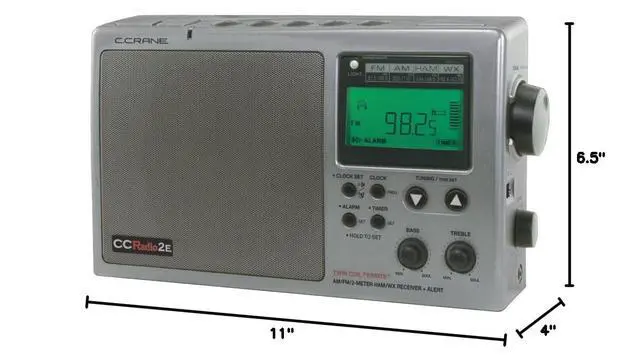 Alt view image 6 of 6 - C. Crane CC Radio-2E Enhanced Portable AM FM Weather and 2-Meter Ham Band (Titanium) CC2TE