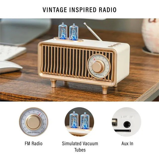 Alt view image 2 of 7 - CR3043A-WS Milton Radio, White Sand | FM Radio, Bluetooth In, Up to 20 Hours of Listening at 50% Volume, Rechargeable Lithium-Ion Battery, Built-in Speaker