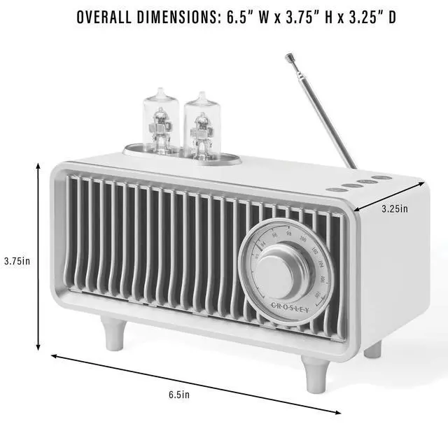 Alt view image 7 of 7 - CR3043A-WS Milton Radio, White Sand | FM Radio, Bluetooth In, Up to 20 Hours of Listening at 50% Volume, Rechargeable Lithium-Ion Battery, Built-in Speaker