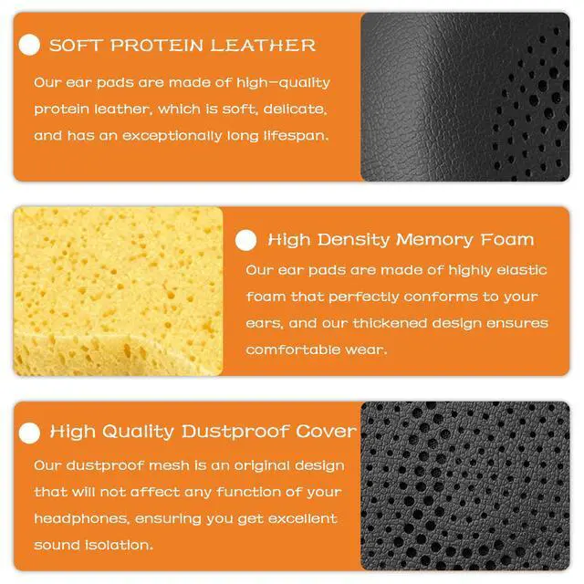 Alt view image 3 of 7 - Replacement Ear Pads for Jabra Evolve2 65 (Evolve 2 65MS 65UC MS UC)/Evolve2 40 (40UC 40MS USB)/Elite 45h On-Ear Wireless Headset, Earpads Ear Cushions Ear Cups Cover Repair Parts (Black)