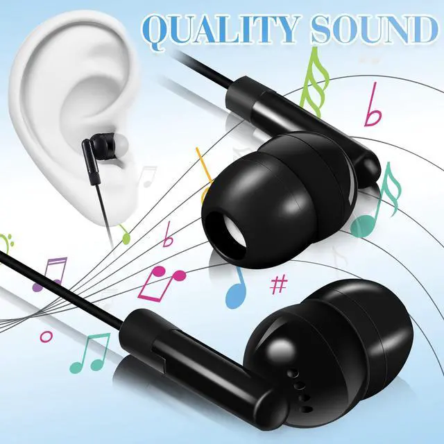 Alt view image 3 of 7 - 100 Packs Earbuds Bulk Basic Student Earphone Individually Bagged 3.5 mm Headphones for Schools Classrooms Library Teens Gift(Black, White)