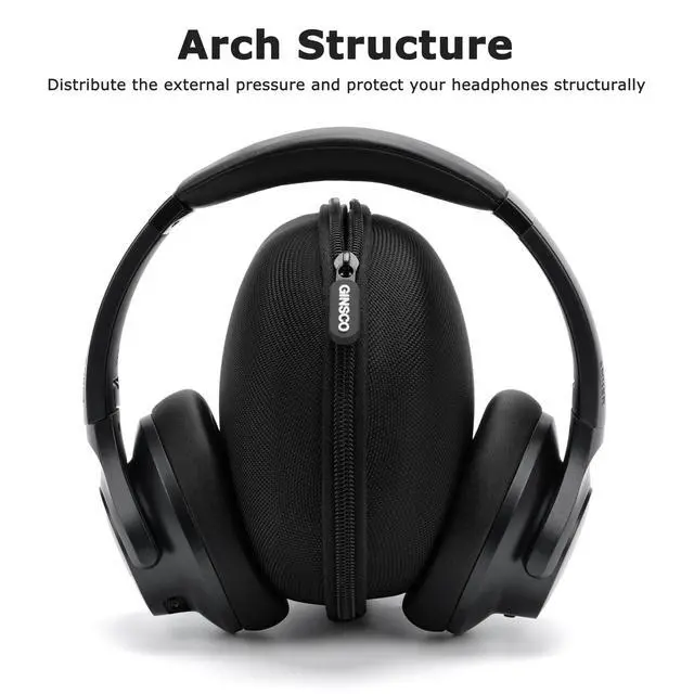Alt view image 2 of 7 - Hard Shell Headphone Case Compatible with Skullcandy/Soundcore/Beats/Sony MDR7506/BERIBES/KVIDIO/TOZO Foldable Wireless/Wired Over-Ear Headphones, Travel Carrying Headset Case (Black)