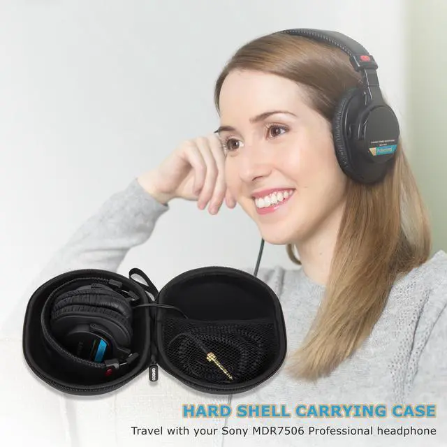 Alt view image 5 of 7 - Hard Shell Headphone Case Compatible with Skullcandy/Soundcore/Beats/Sony MDR7506/BERIBES/KVIDIO/TOZO Foldable Wireless/Wired Over-Ear Headphones, Travel Carrying Headset Case (Black)