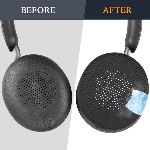 Alt view image 5 of 7 - Cooling Ear Cushions for Jabra Evolve2 65, Elite 45h - Black | Earpads for Evolve2 65(UC/MS), Evolve2 40(UC/MS/USB), Elite 45h On-ear Headphones