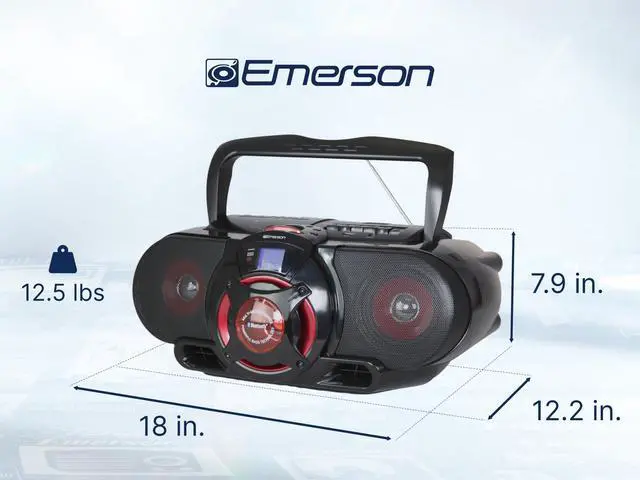 Alt view image 7 of 7 - EPB-3002 Portable Bluetooth, MP3/CD AM/FM Stereo Radio Cassette Player/Recorder with Subwoofer and USB Input Boombox